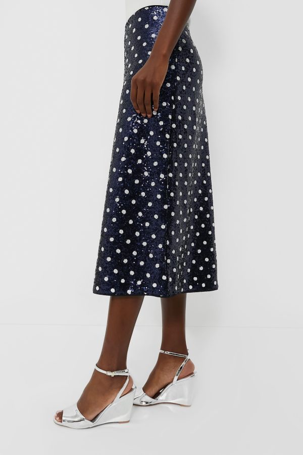 Navy Dotted Sequence Jily Skirt For Discount