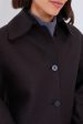 Dark Brown Puffed Sleeve Pressed Wool Jacket Online Sale