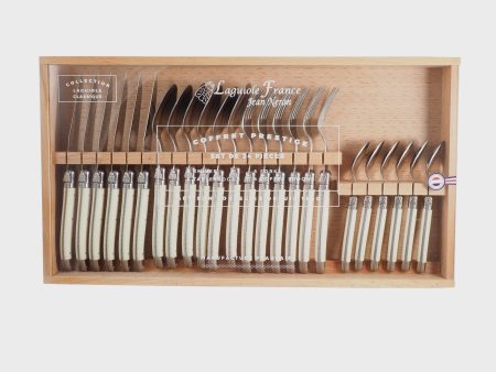 Ivory Flatware in a Wooden Box with Acrylic Lid (Set of 24) Supply