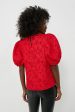 Red Jacquard Noelle Blouse Online now