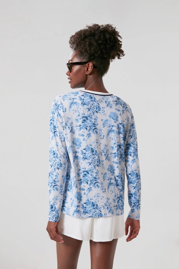 Blue Bouquet Long Sleeve Ryan Boyfriend Tee Hot on Sale