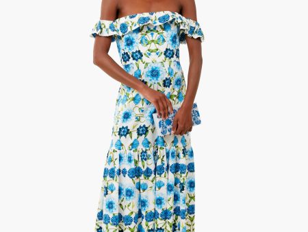 Summer Garden Blue Farrah Cotton Dress For Cheap