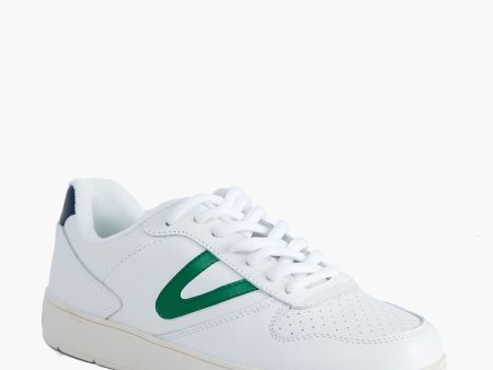 Women s White and Green Stadium Sneakers For Sale