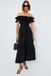 Black Cotton Poplin Long Smock Dress Hot on Sale