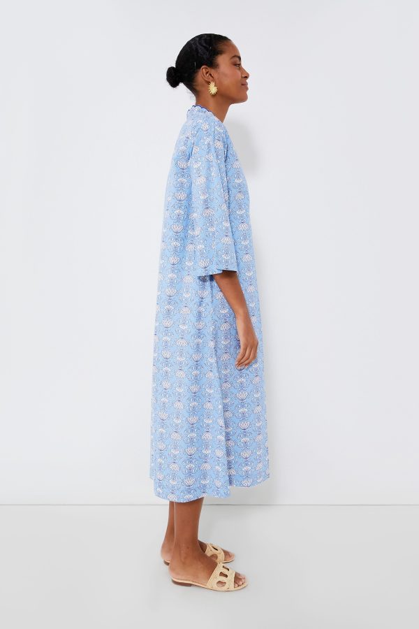 Cornflower Blue Cote D Azur Caftan For Cheap