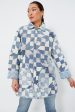 Patchwork Chambray Cotton Blend Reversible Coat on Sale