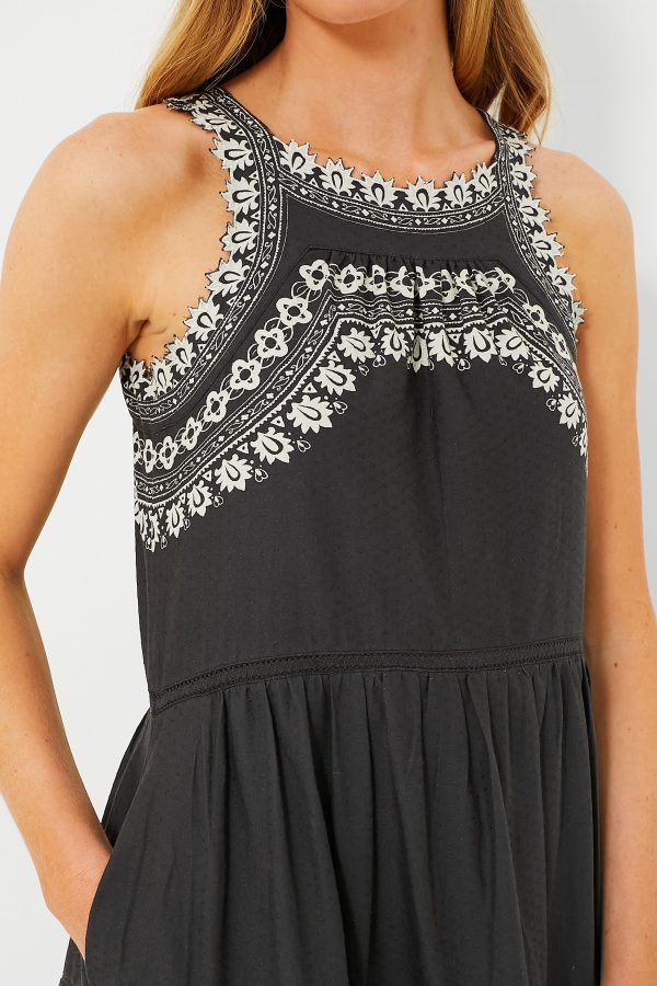 Black Amina Embroidery Tank Dress Online Hot Sale