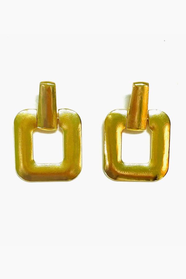 Gold Mod Square Earrings on Sale