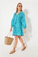 Tropical Teal Lantern Block Print Tie Neck Coverup Online