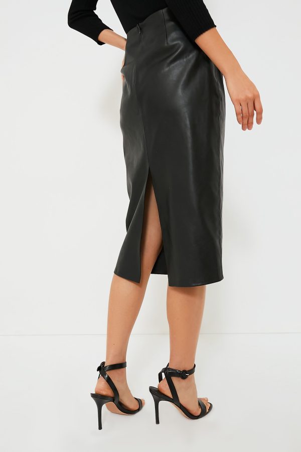 Black Leather Monica Midi Skirt Fashion