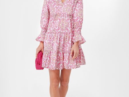 Pink and Orange Block Print Kenzo Dress Online Sale