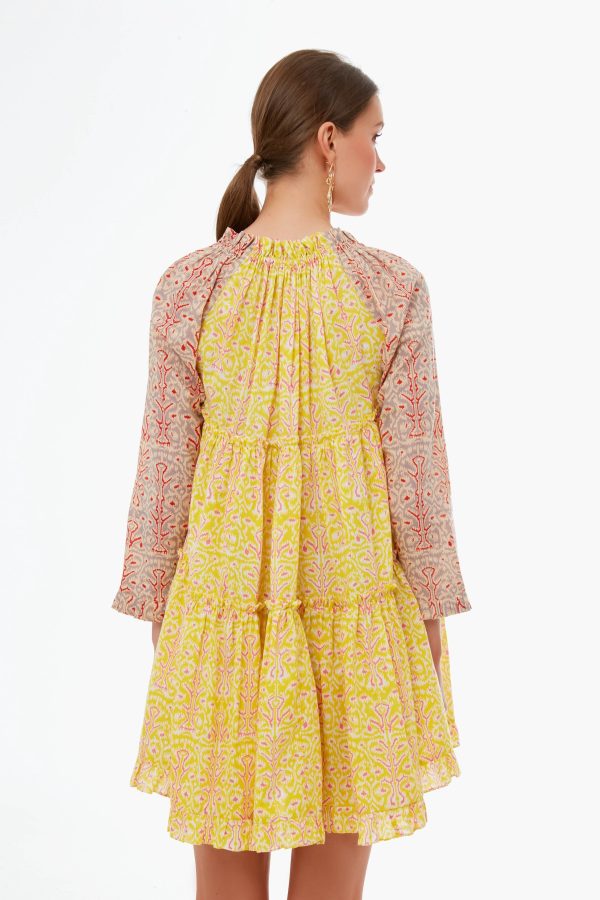 Yellow And Sand Ikat Swing Dress Sale