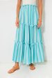 Aquamarine Stripe Gauze Prado Skirt For Sale