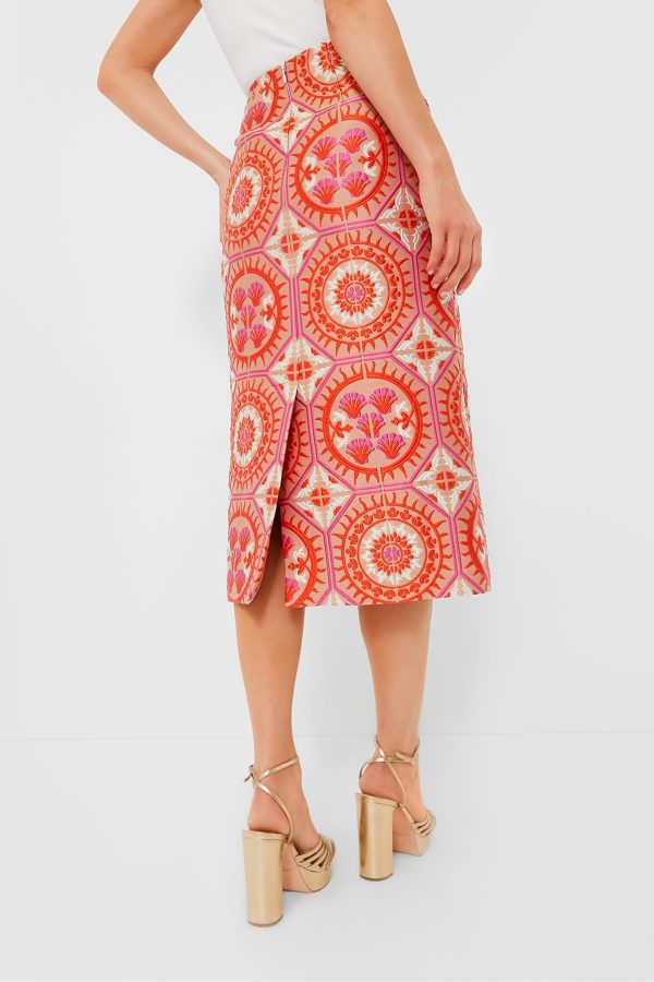 Sun Jacquard Pencil Skirt Sale