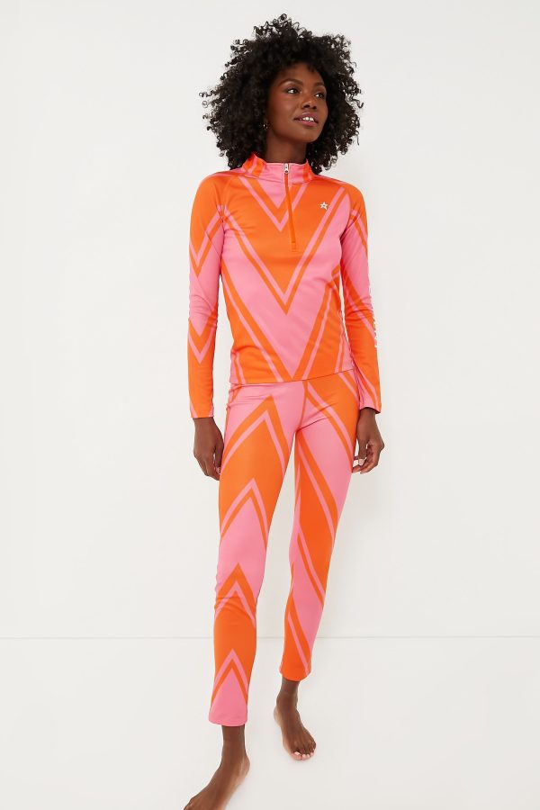 Azalea Pink and Orange Chevron Print Thermal Pant Hot on Sale