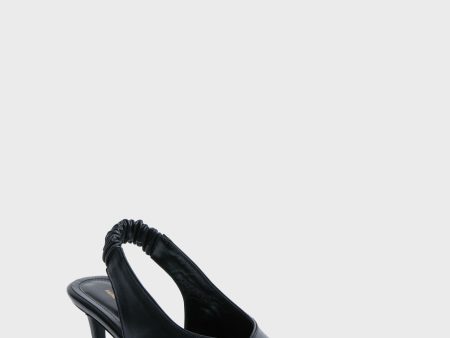 Black Nina Heels with Metal Toe Cap Discount