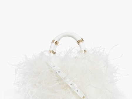 White Emily Feather Bag For Cheap