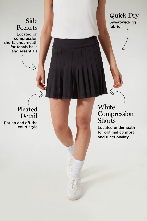 Black and White 15 Inch Williams Tennis Skirt Cheap