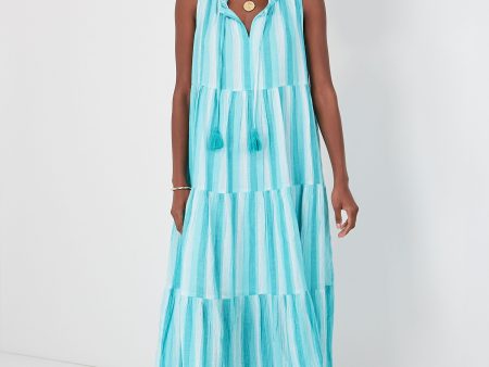 Aquamarine Stripe Salty Paloma Caftan For Discount