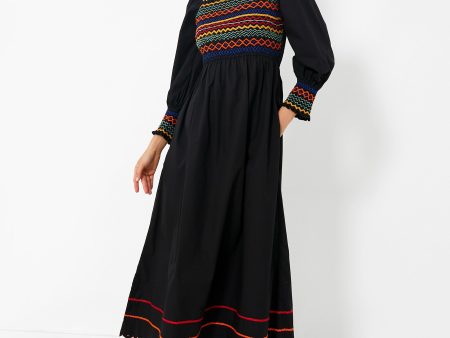 Black Autumn Smocking Cindy Dress For Sale