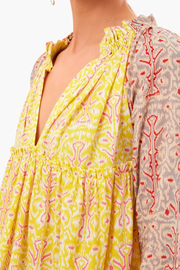 Yellow And Sand Ikat Swing Dress Sale