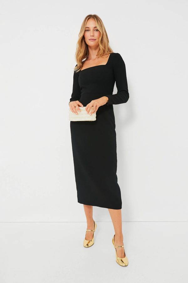 Black Erletta Double Crepe Dress Online Sale