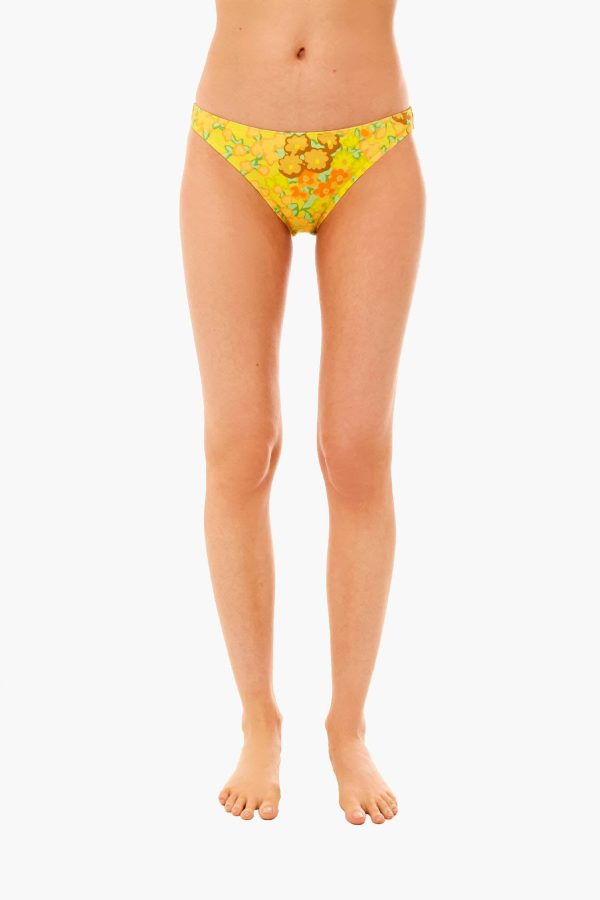 Yellow Blossom Printed Bikini Bottom For Discount