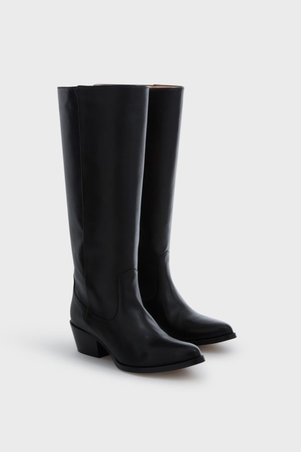 Black Leather Tall Boot Cheap