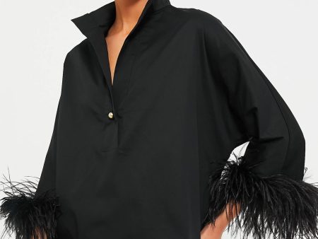 Black Feather Willow Blouse Cheap