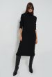 Black Sweater Rib Turtleneck Dress Cheap