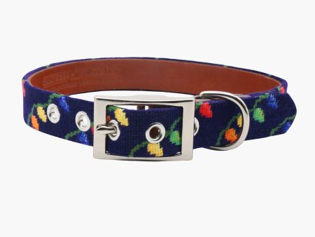 Christmas Lights Needlepoint Dog Collar For Cheap