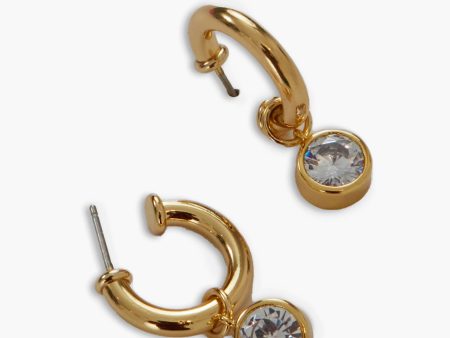 Bezel Crystal Mini Hoop Earrings Online Hot Sale