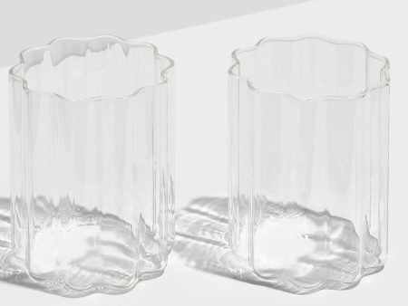 Clear Wave Glasses (Set of 2) Online