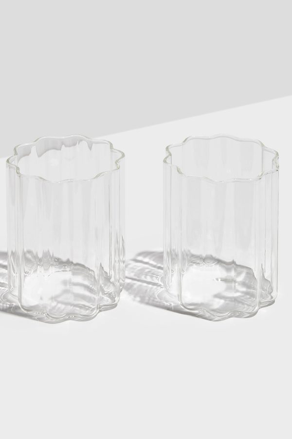 Clear Wave Glasses (Set of 2) Online