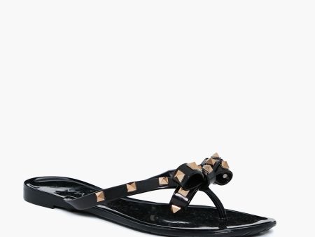 Black Jelly Bowtie Sandals For Cheap