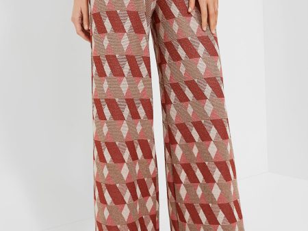 Rust Geometric Lurex Knit Trouser Online now