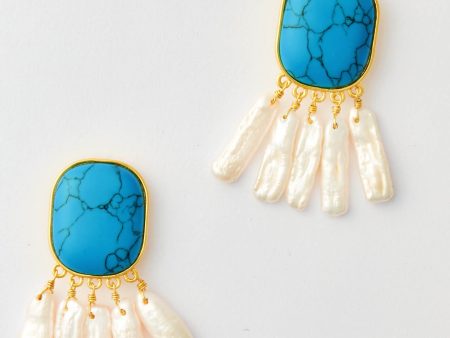 Turquoise and Pearl Morgan Earrings Sale