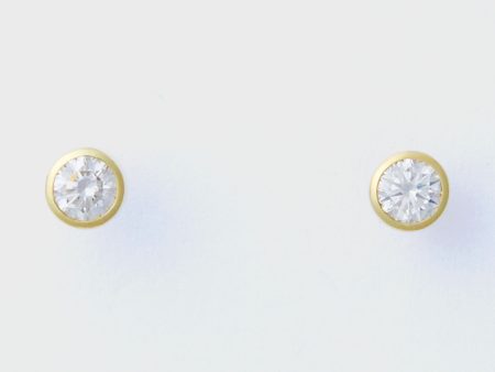 14k Gold Diamond Bezel Stud Earrings Hot on Sale