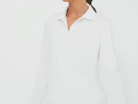 White Long Sleeve Caroline Polo Online Hot Sale