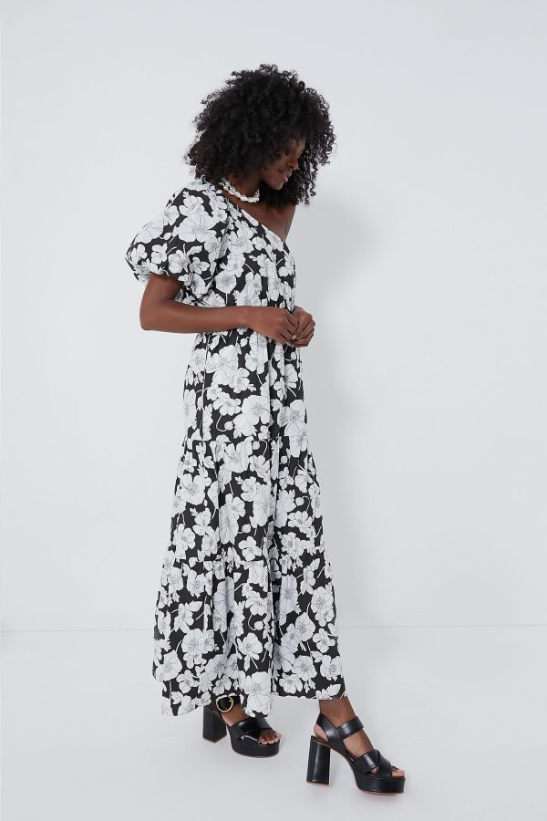 Black & White Floral One Shoulder Maureen Maxi Dress Online Sale