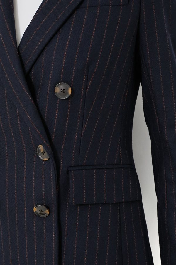 Navy Pinstripe Ellette Dickey Jacket For Discount