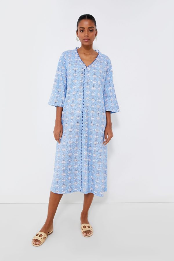 Cornflower Blue Cote D Azur Caftan For Cheap