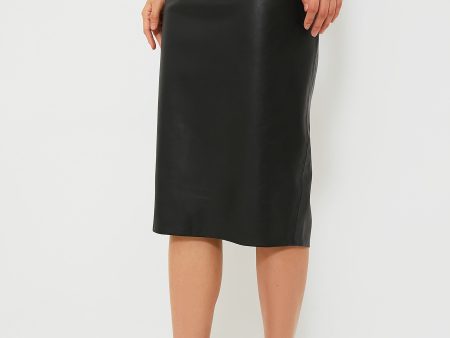 Black Leather Monica Midi Skirt Fashion