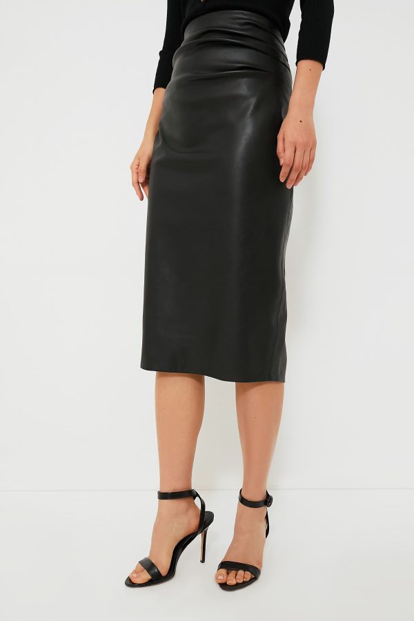 Black Leather Monica Midi Skirt Fashion