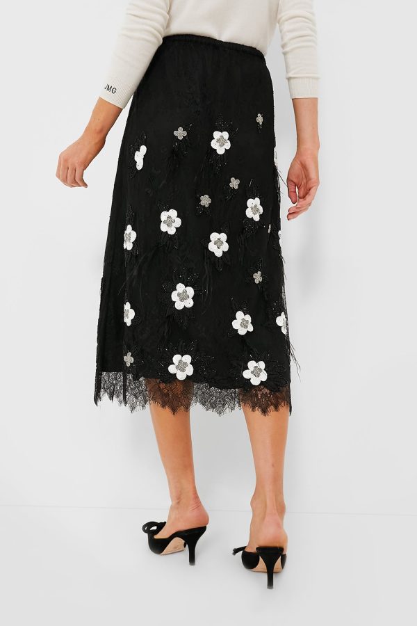 Black Bethany Lace Midi Skirt on Sale