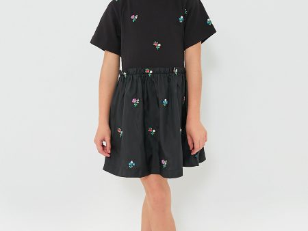 Black Rubina Embroidery T-Shirt Dress For Cheap