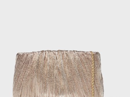 Champagne Shimmer Brit Pleated Clutch For Cheap