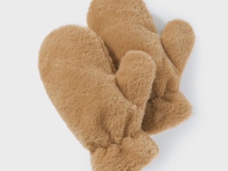 Taupe Fuzzy Faux Fur Mitten on Sale