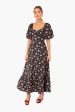 Black Floral Seaport Midi Dress For Sale