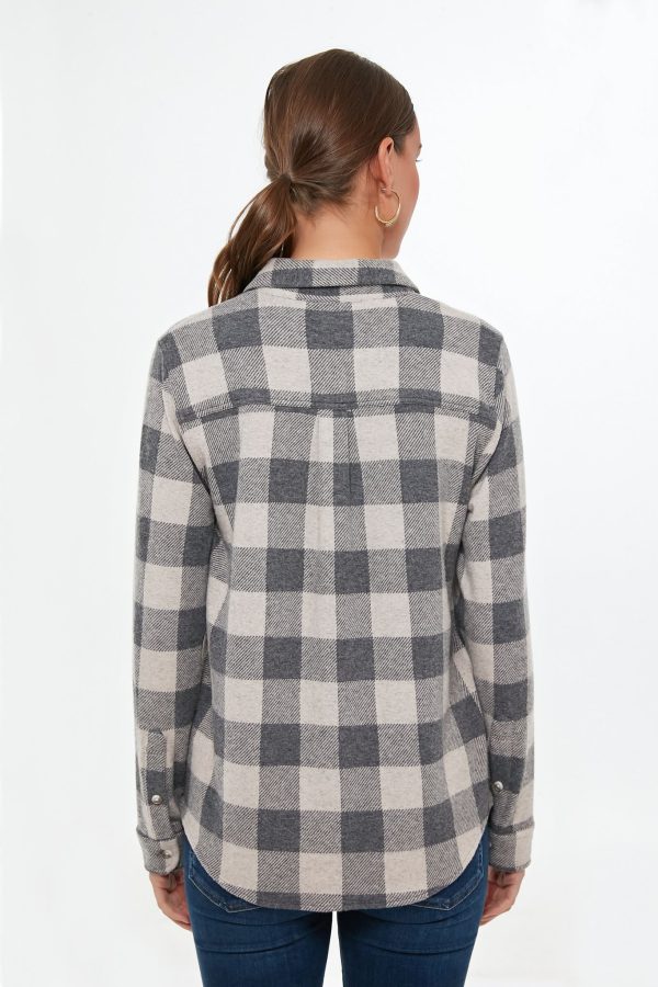 Tan Charcoal Buffalo Check Legend Sweater Shirt on Sale